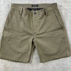 Proof Chino Shorts Mens 31 Green 7" Technical Travel Performance Preppy Stretch